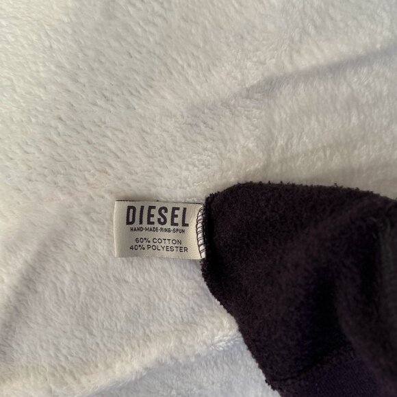 Diesel Half Zip Hoodie L Dark Plum Purple Embroidered Logo Kangaroo Pocket - Picture 10 of 12